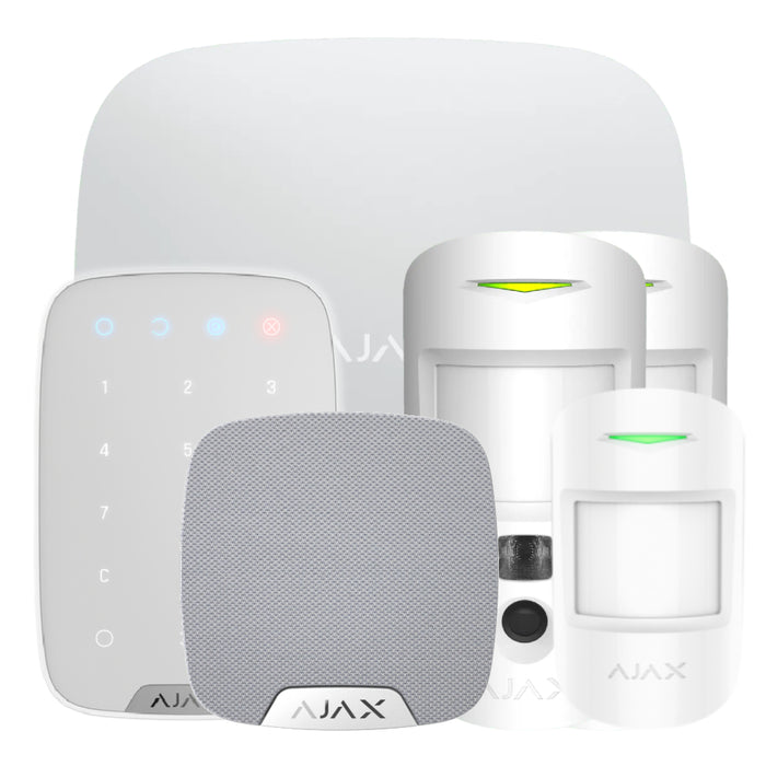 Kit Ajax blanco. Hub 2 4G + 2MotionCamPhOD + MotionProtect + KeyPad + HomeSiren