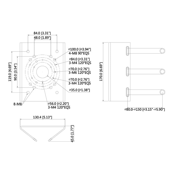 Adaptador a poste para PFBx PFAx