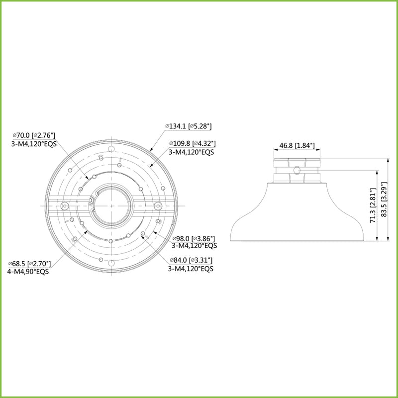 Adaptador de montura para HDBWxxExx, HDBWxxRxx, HDWxxTLxx, HDWxxLxx