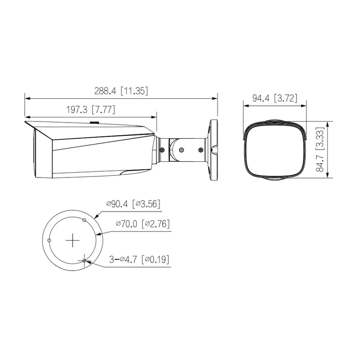 Tubular IP TiOC 3.0 H265 4M WDR Iluminación Dual LED30m/IR30m 2.8mm IP67 PoE AUDIO MIC/Altavoz E/S AI