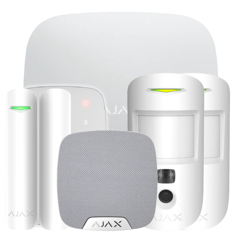 Kit Ajax blanco. Hub 2 4G + 2MotionCamPhOD + DoorProtect + KeyPad + HomeSiren